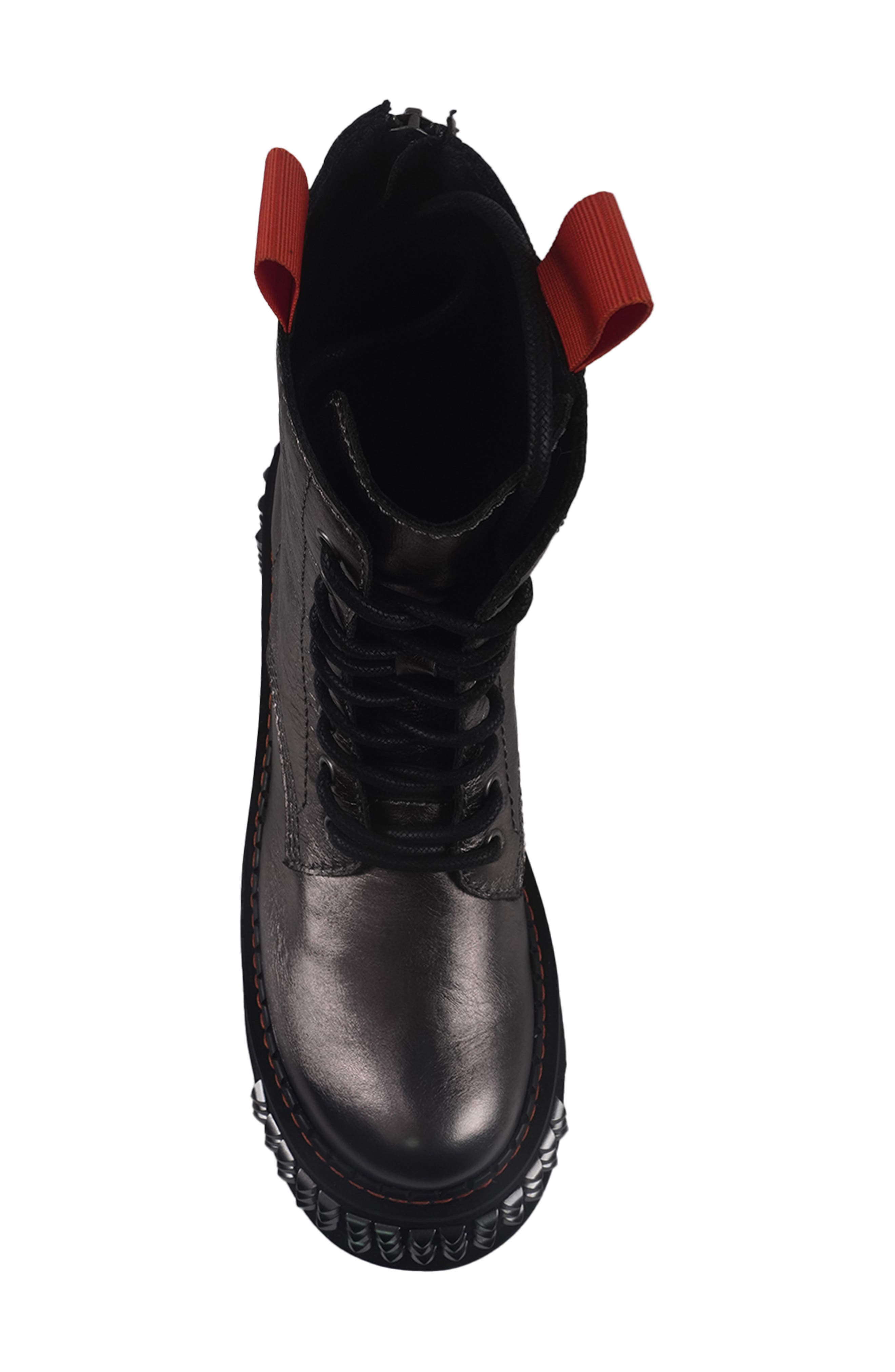 Leysa Studded Platform Combat Boot, Alternate, color, METALLIC SILVER