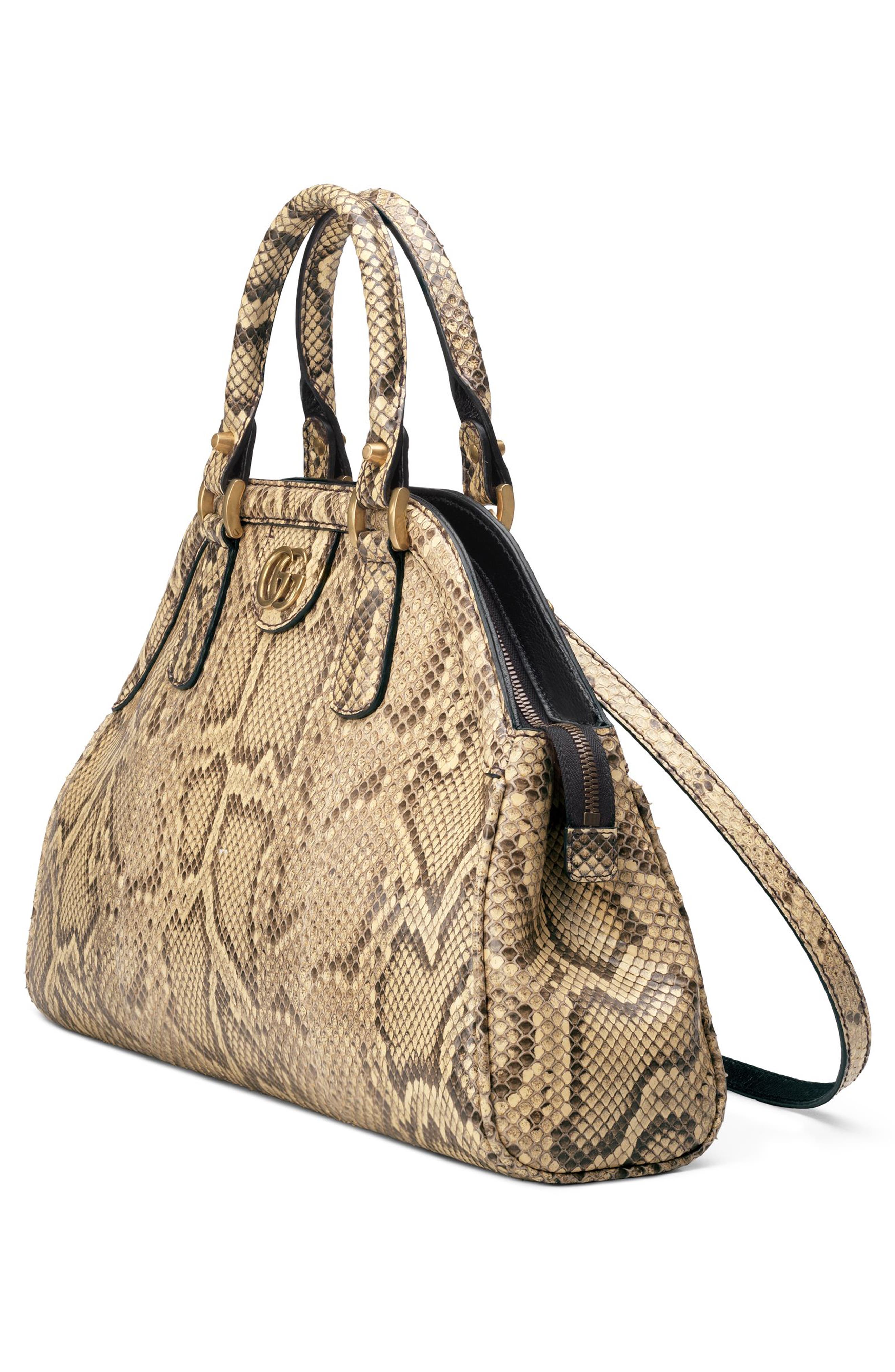 Medium RE(BELLE) Genuine Python Satchel, Alternate, color, BEIGE/ NATURAL YELLOW