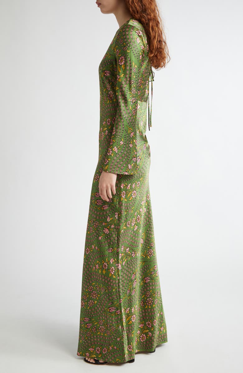 Veronica Beard Gemma Floral Long Sleeve Satin Maxi Dress, Alternate, color, 