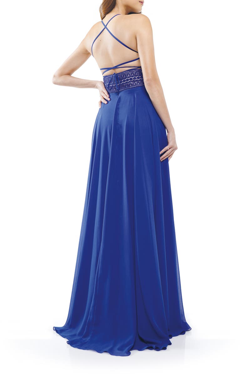 Colors Dress Lace Strappy Back Chiffon Gown, Alternate, color, 