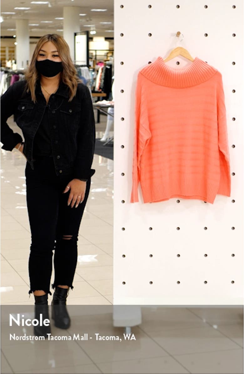 Textured Stripe Cowl Neck Cotton Blend Sweater, sales video thumbnail