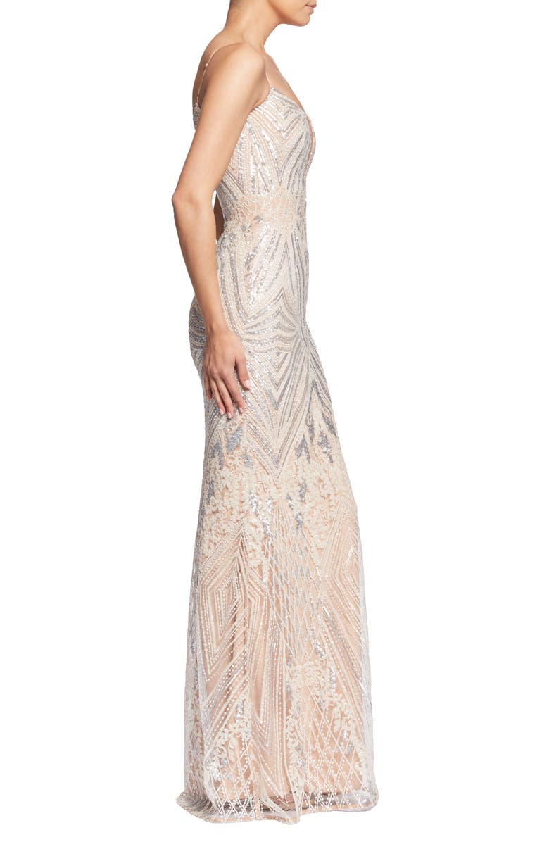 Dress the Population Mara Art Deco Sequin Trumpet Gown, Alternate, color,