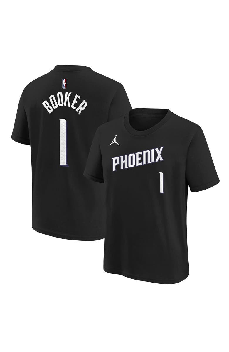 Jordan Brand Youth Jordan Brand Devin Booker Black Phoenix Suns Name & Number T-Shirt - Statement Edition, Main, color, Black