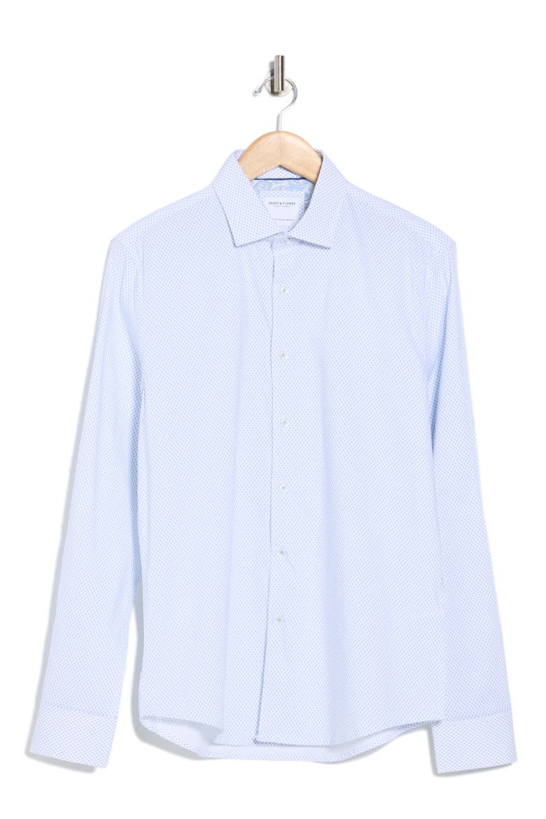 Geometric Print Button-Up Shirt, Alternate, color, WHITE