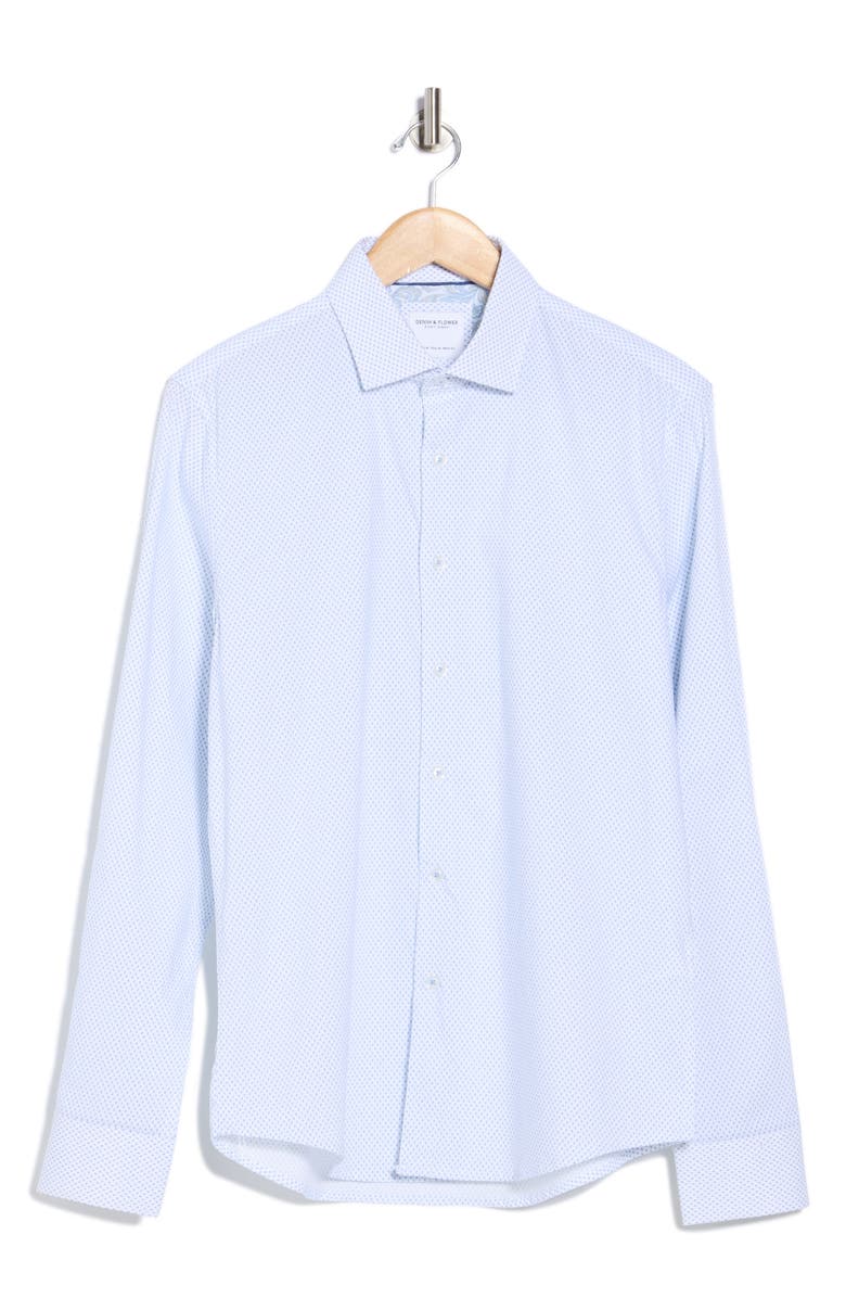 DENIM AND FLOWER Geometric Print Button-Up Shirt, Alternate, color, White