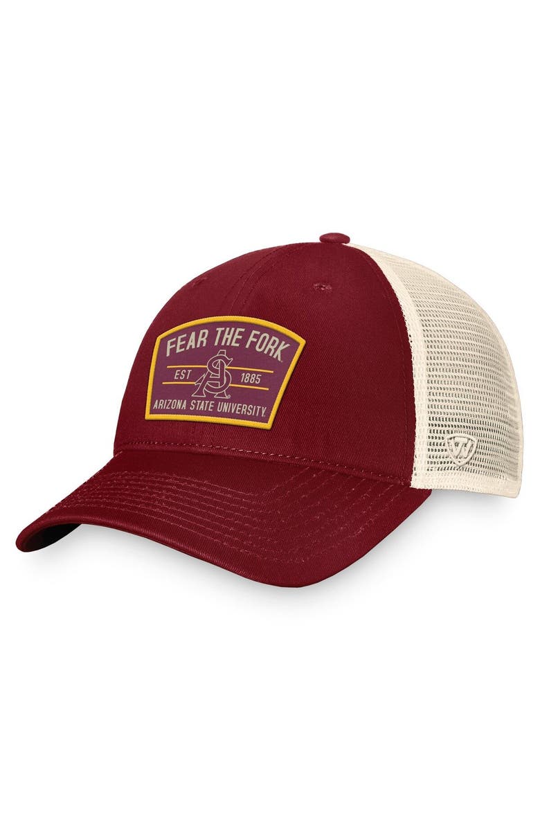 TOP OF THE WORLD Men's Top of the World Maroon Arizona State Sun Devils Unruly Slouch Trucker Snapback Hat, Main, color, Maroon