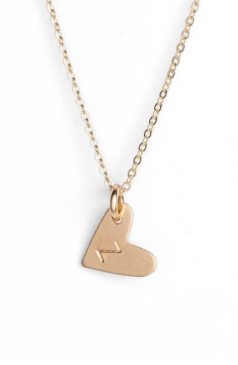 14k-Gold Fill Initial Mini Heart Pendant Necklace