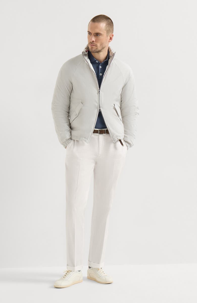 Brunello Cucinelli English Rib knit polo, Alternate, color, Lignite Grey