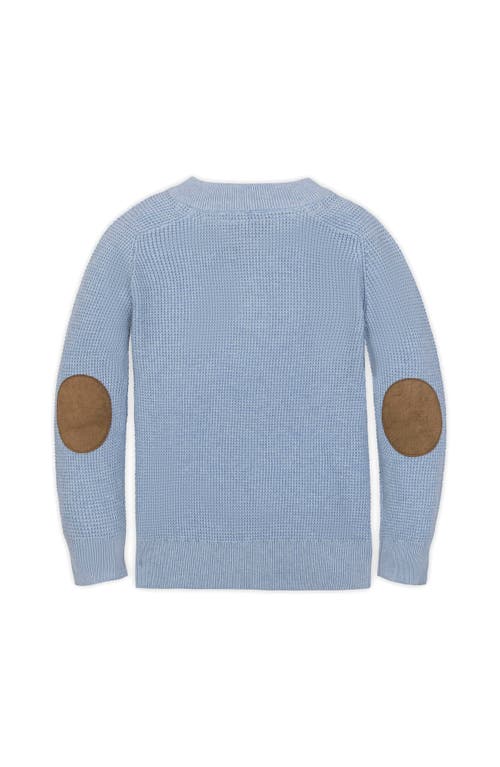 Hope & Henry Kids' Organic Long Sleeve Henley Pullover Sweater With Elbow Patches In Blue
