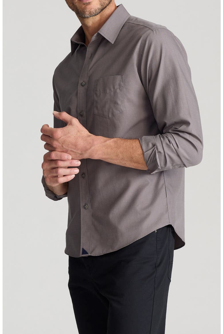 Sangiovese Solid Grey Wrinkle Free Cotton Button-Up Shirt, Main, color, GREY