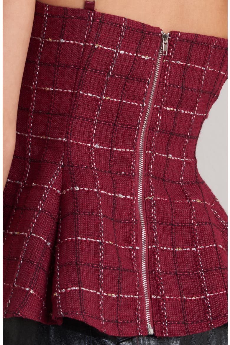 Tweed Peplum Camisole Top, Alternate, color, WINE