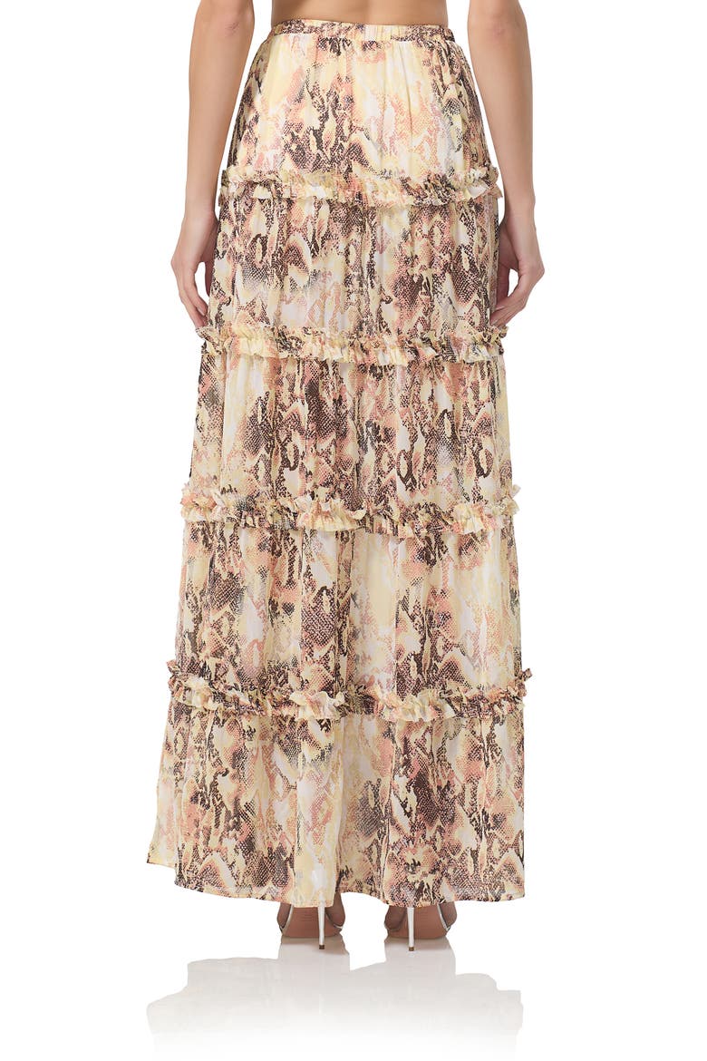 Sabina Snakeskin Print Tiered Maxi Skirt, Alternate, color, SHINE SNAKE