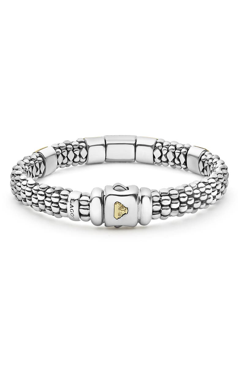 LAGOS Signature Caviar Pavé Diamond Rope Bracelet, Alternate, color, Silver Gold Diamond