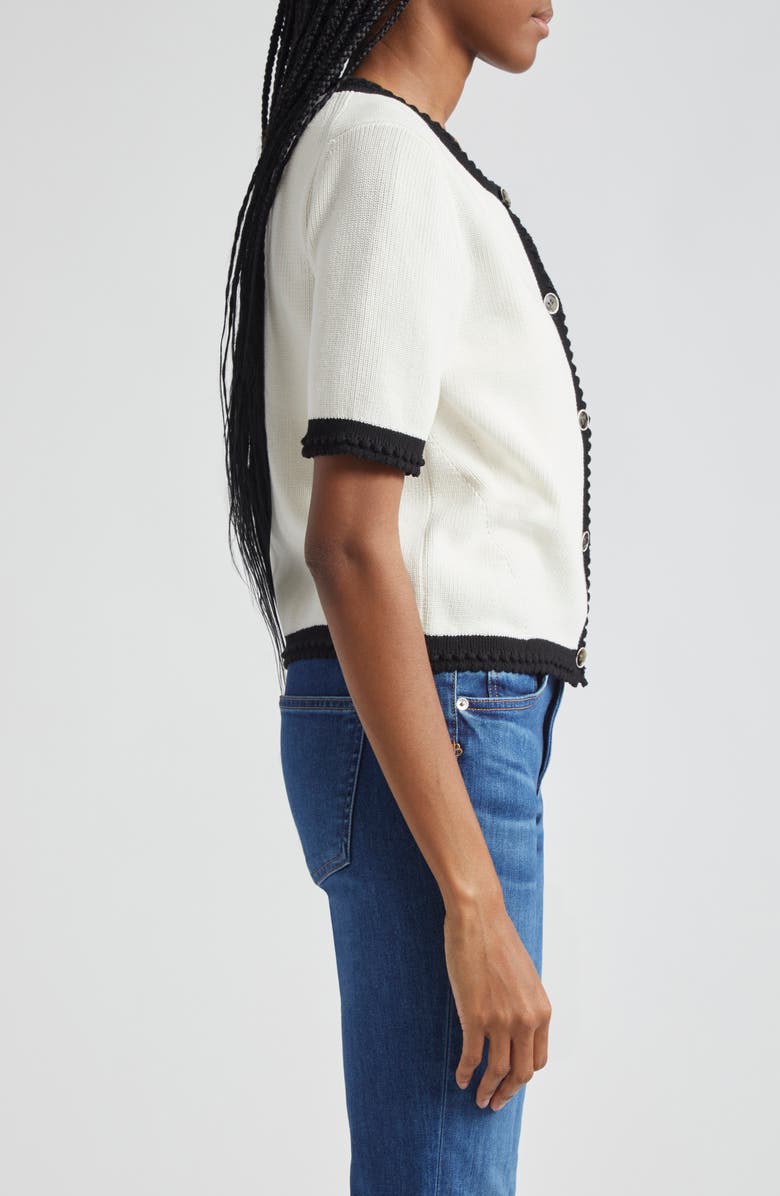 Veronica Beard Neroli Short Sleeve Cotton Cardigan, Alternate, color,