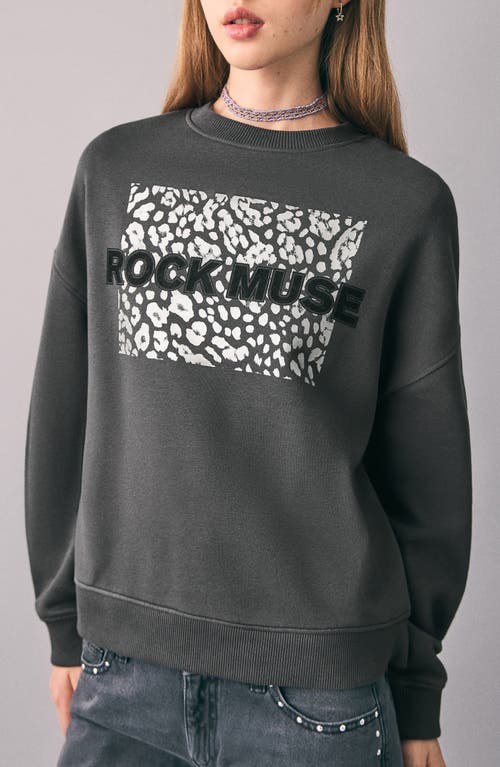 Mango Teen Oversize Embroidered Graphic Sweatshirt In Gray