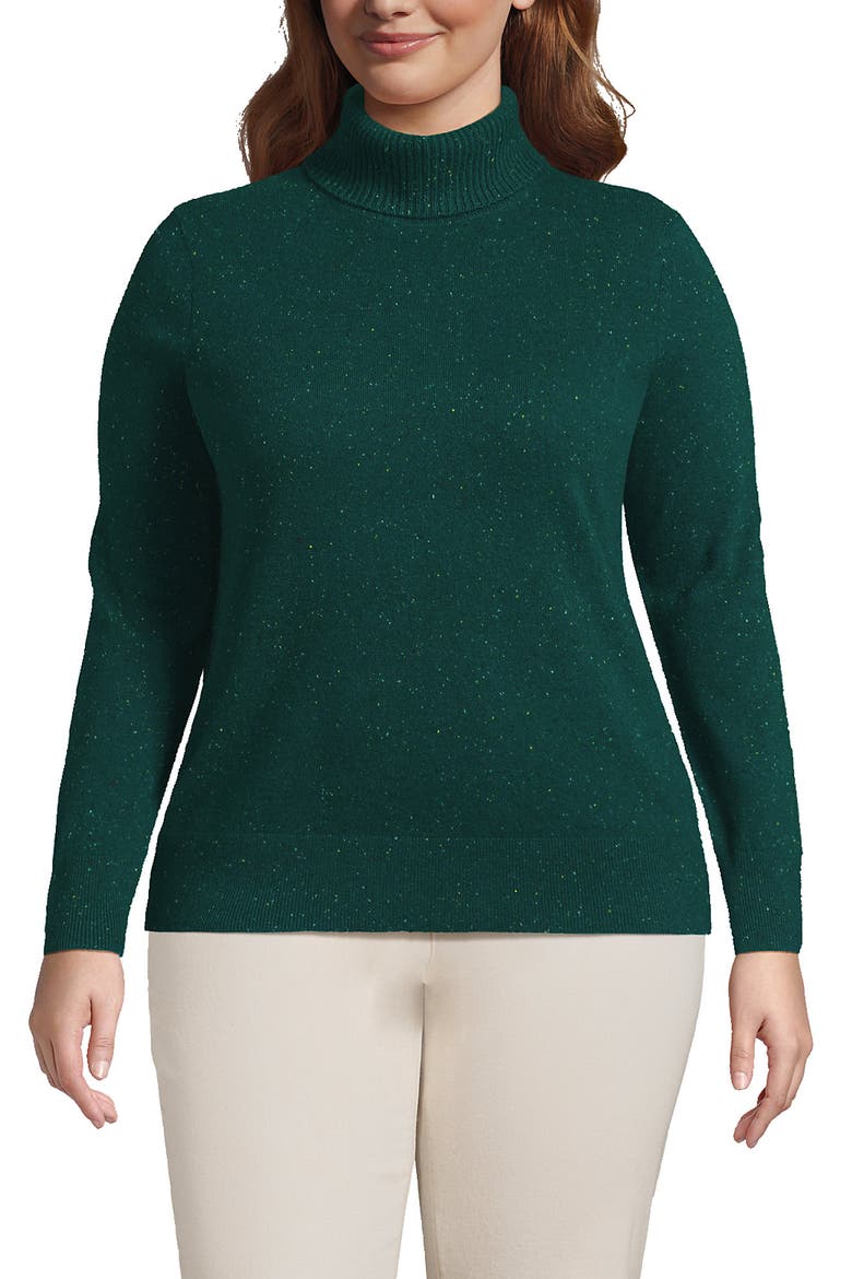 Cashmere Turtleneck Sweater, Main, color, Bright Evergreen Donegal