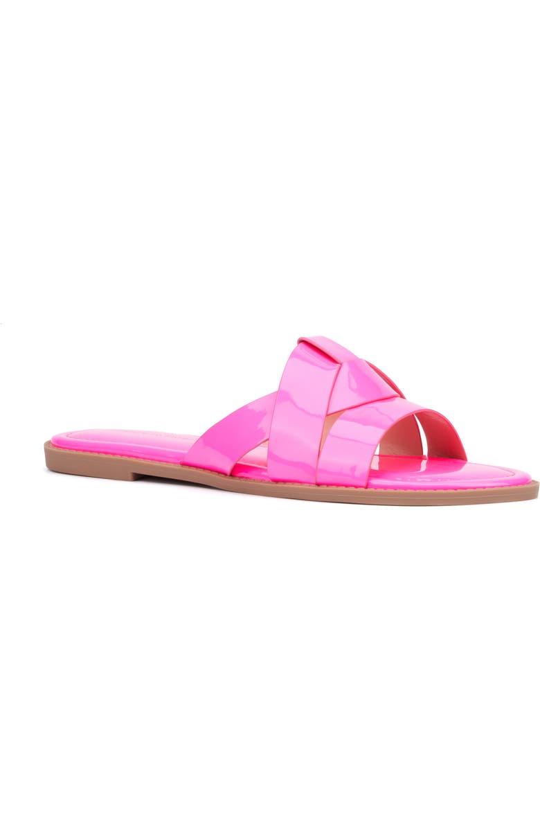 Fashion to Figure Tiana Slide Sandal - Wide Width, Main, color, Neon Pink