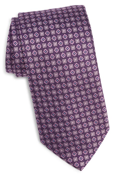 Geometric Medallion Silk Jacquard Tie