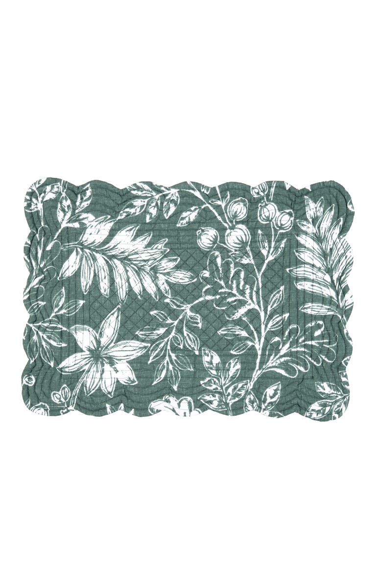 Everview Sage 100% Cotton Quilted Set of 6 Placemats 13" x 19", Alternate, color, White