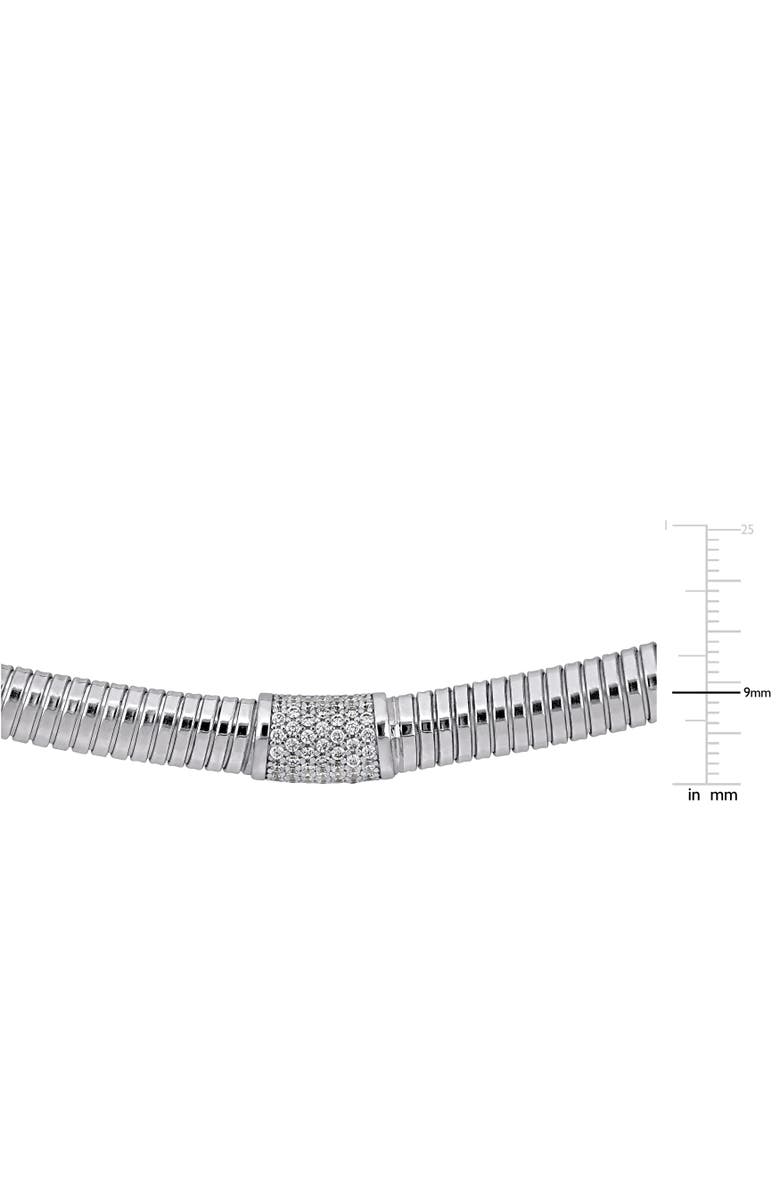 Julianna B. Cubic Zirconia Bombe Omega Necklace, Alternate, color, Sterling Silver