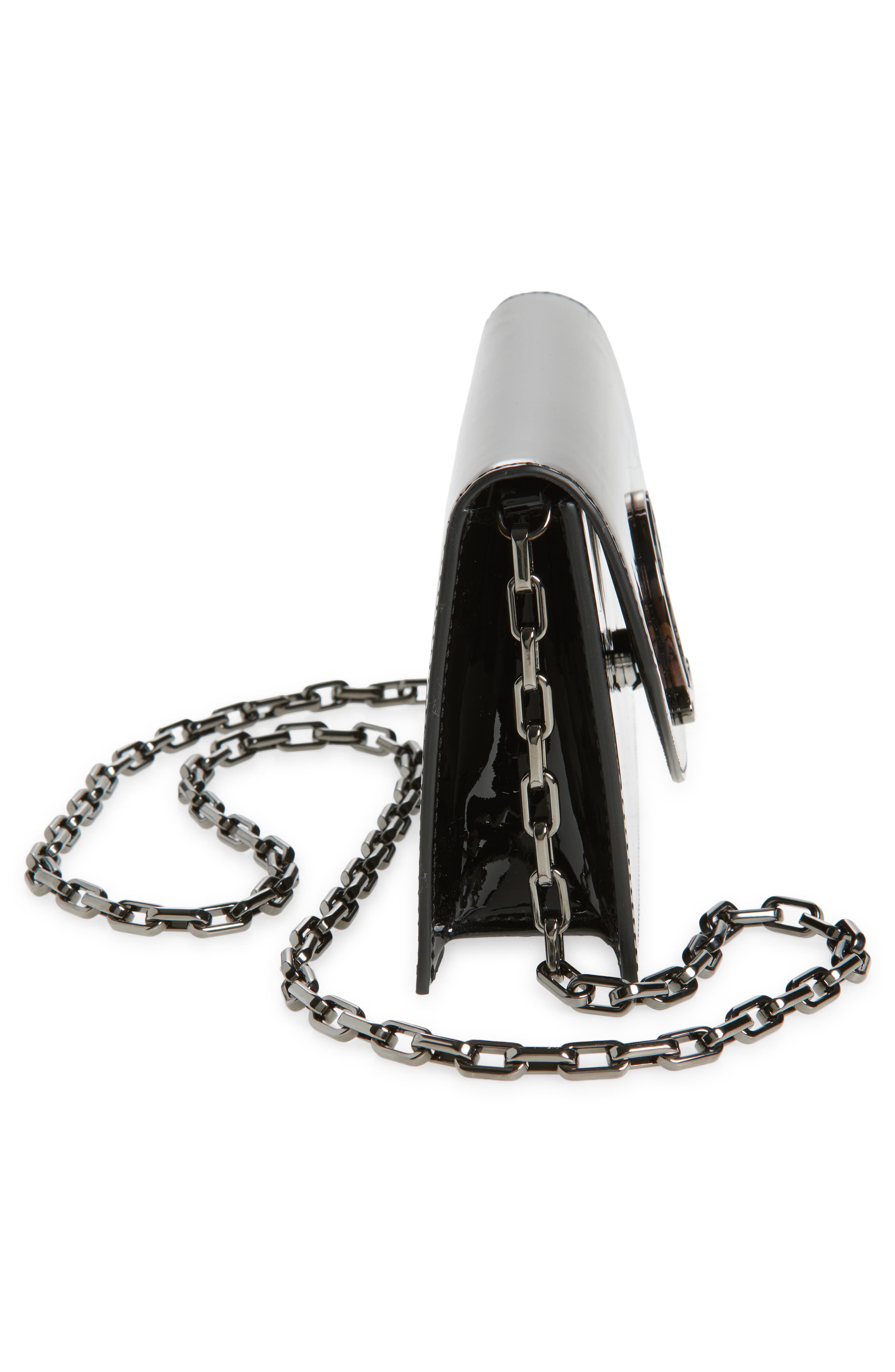 Christian Louboutin Loubi54 Patent Leather Clutch, Alternate, color, Black/ Gun Metal