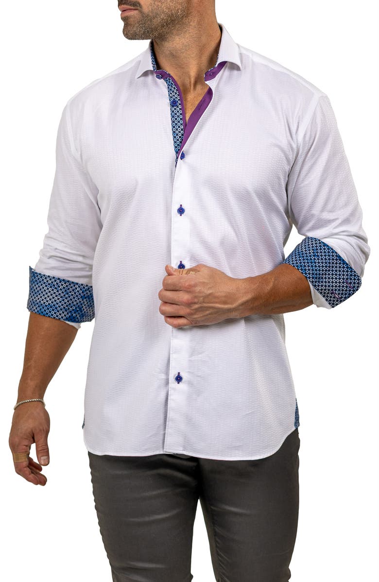 Maceoo Eins Marthy Contemporary Fit Cotton Button-Up Shirt, Alternate, color, White