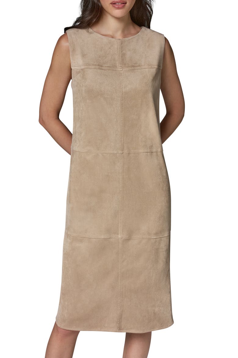 Faux Suede Sheath Dress, Alternate, color, OATMILK