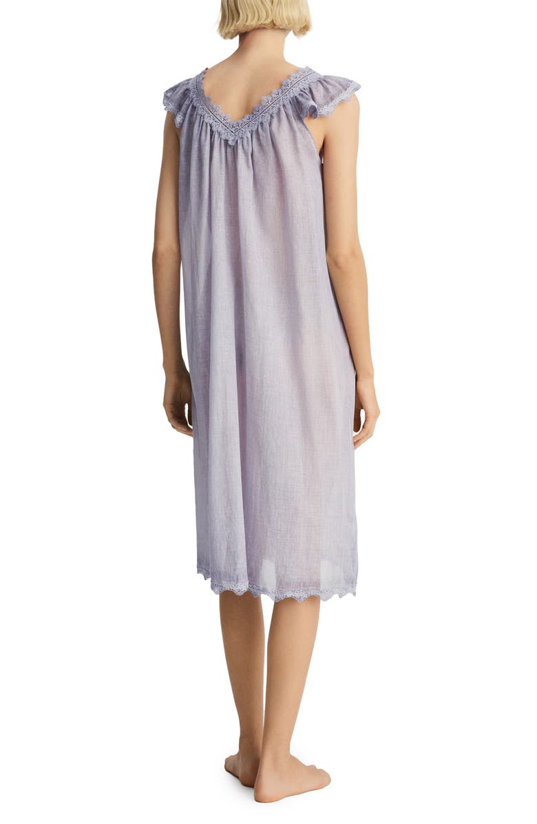 MANGO Lace Accent Cotton Night Gown, Alternate, color, Lilac