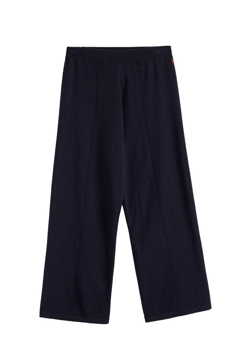 Wool-Cashmere Cropped Wide-Leg Pants, Alternate, color, Navy