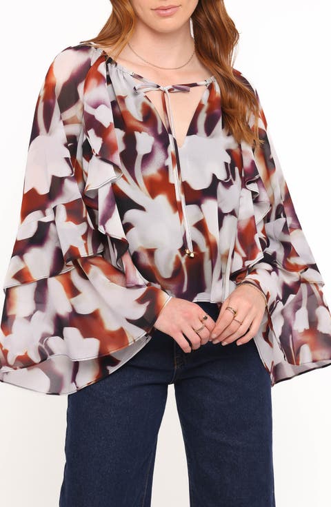 Elinor Print Ruffle Sleeve Top