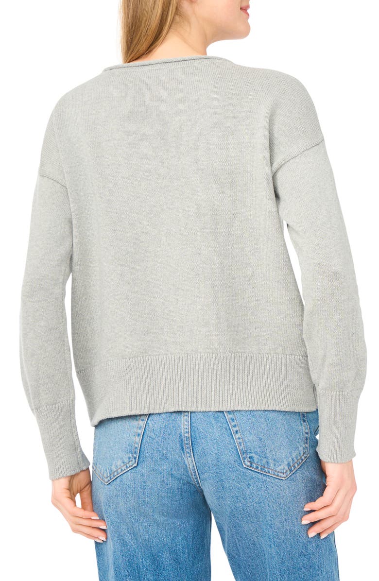 CeCe Aperol Spritz Jacquard Sweater, Alternate, color, Light Heather Grey