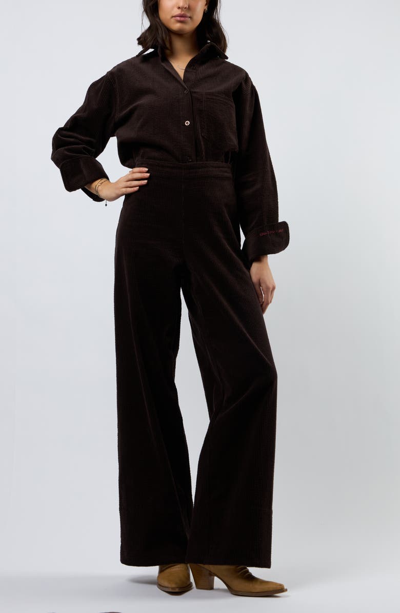Viens Avec Moi The Odyssey Wide Leg Corduroy Pants, Alternate, color, Brown