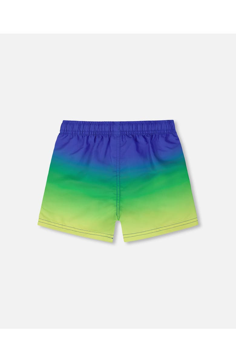 Deux par Deux Baby Boy's Swim Trunks Blue, Green, And Lime Gradient, Alternate, color,