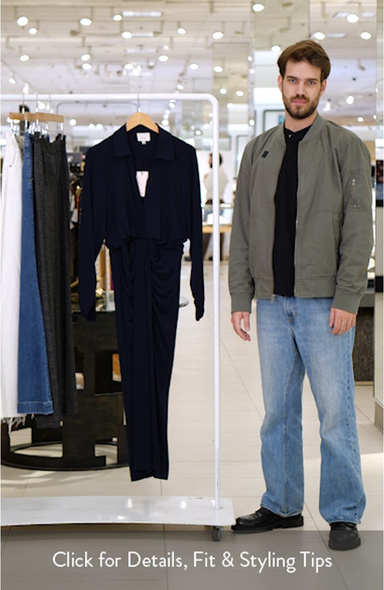 Seferina Ruched Detail Long Sleeve Shirtdress, sales video thumbnail