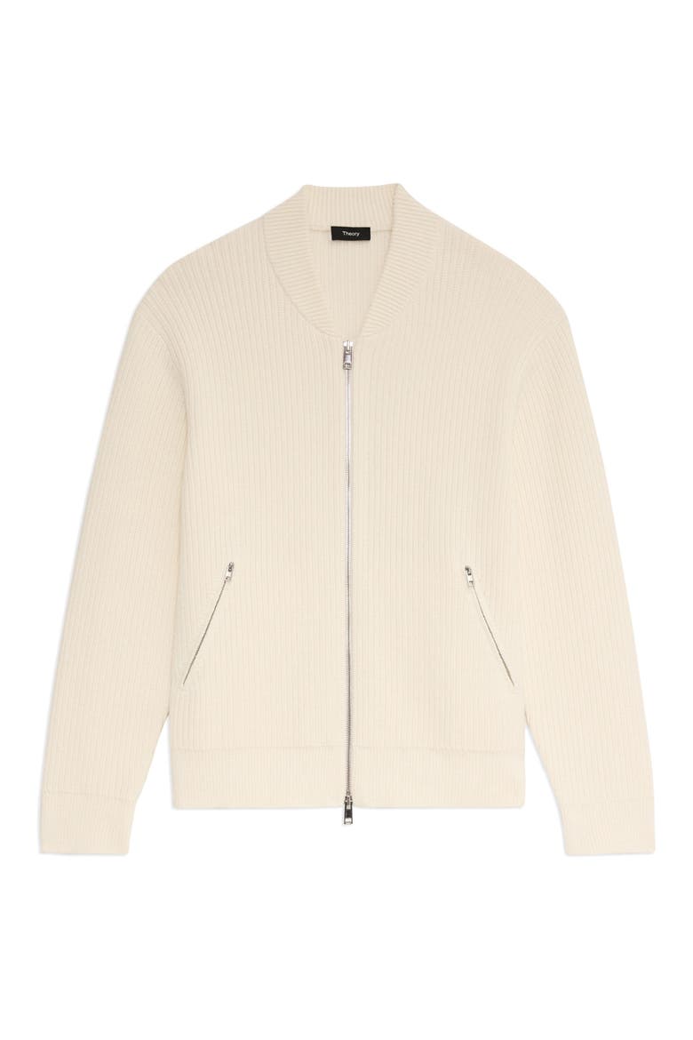 Ryke Cashton Rib Cotton & Cashmere Blend Zip-Up Cardigan, Alternate, color, IVORY