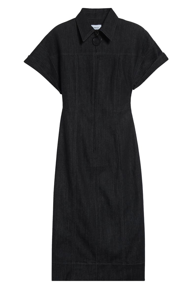 Structured Stretch Denim Shirtdress, Alternate, color, BLACK DENIM