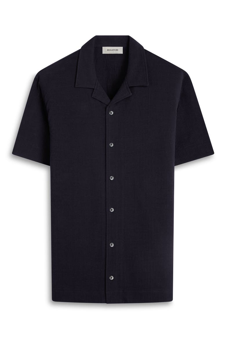 Camp Collar Short Sleeve Button-Up Shirt, Alternate, color, BLACK