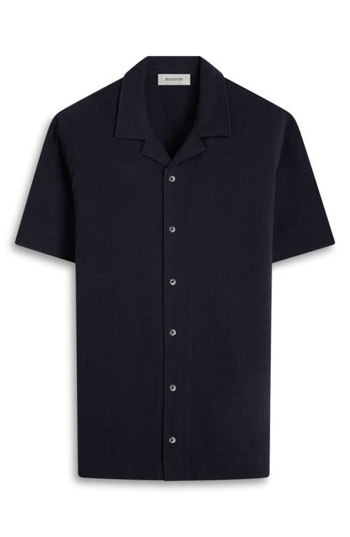 Bugatchi Camp Collar Short Sleeve Button-up Shirt In Black