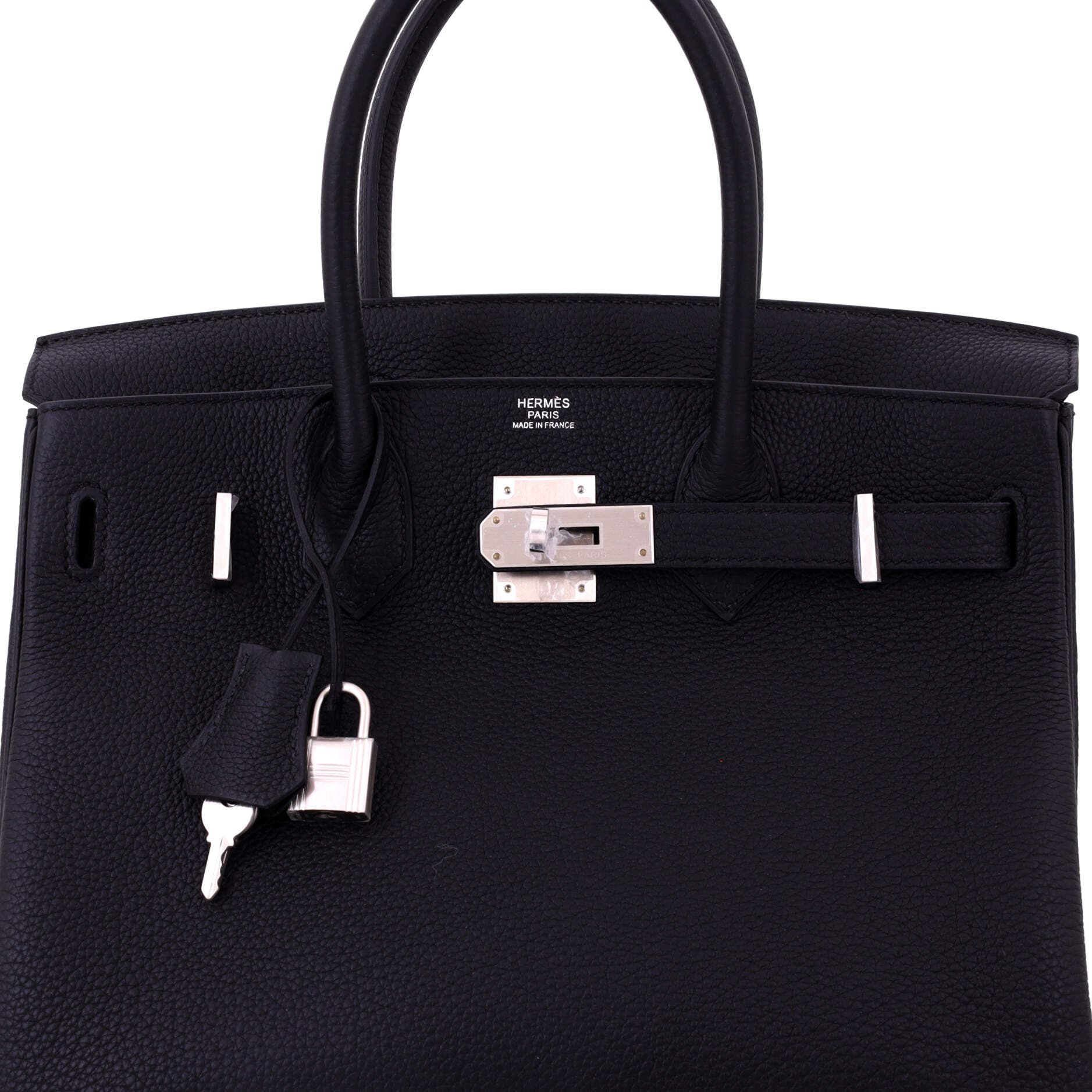 Pre-Owned Hermes Birkin Handbag Black Togo with Brushed Palladium Hardware 30, Alternate, color, Noir