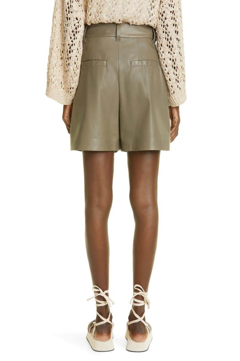 Pleat Front Leather City Shorts, Alternate, color, C7238 MILITARY