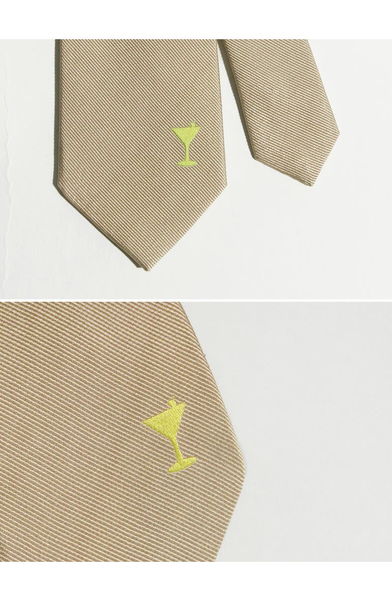 Lost Pattern Silk Tie, Alternate, color, Khaki