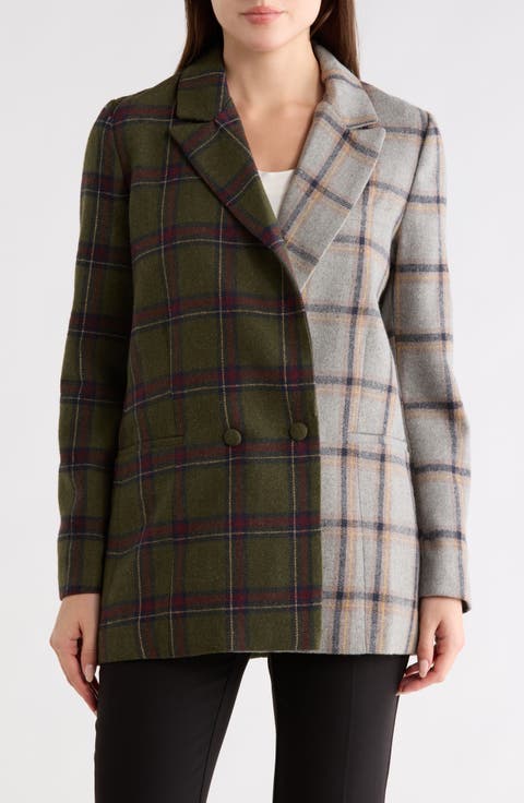 Meg Contrast Plaid Coat