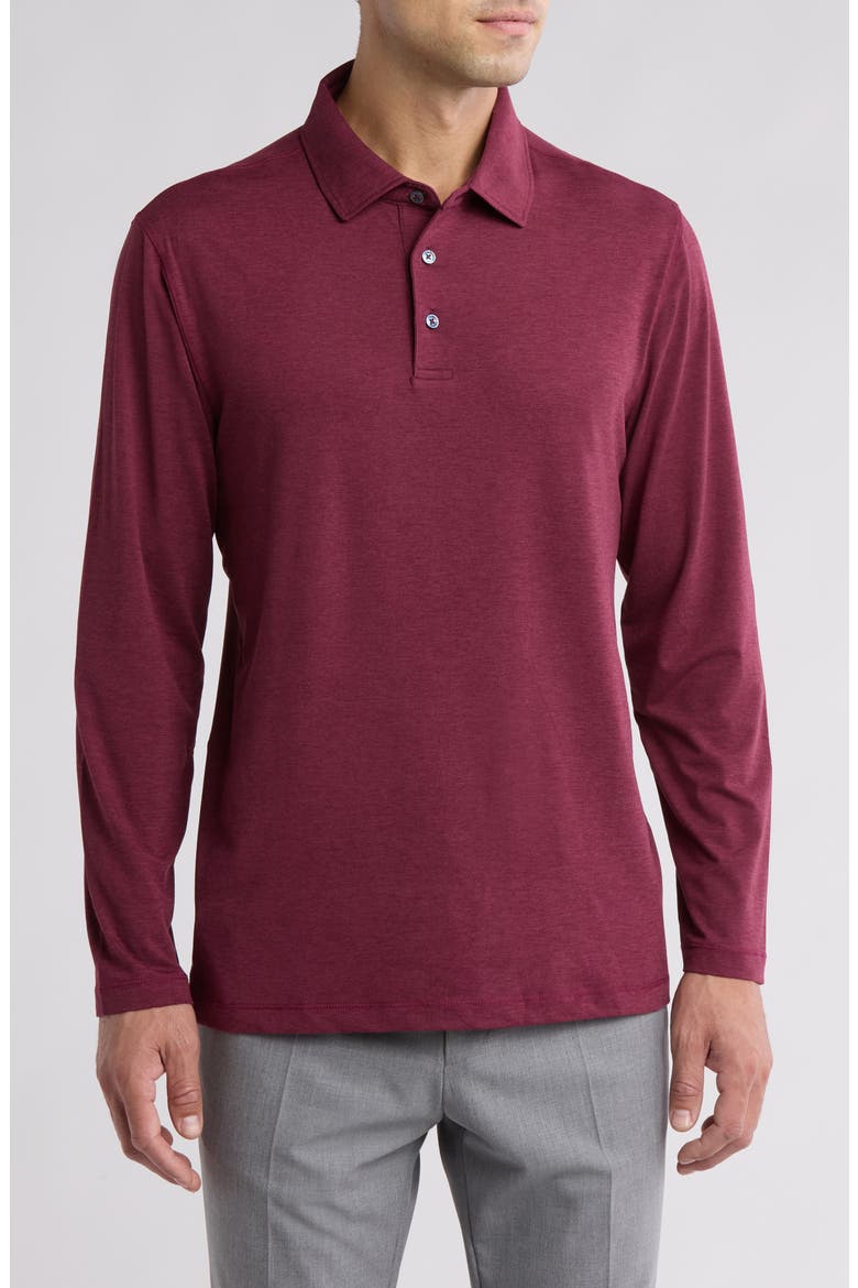 Long Sleeve Performance Polo, Main, color, BURGUNDY