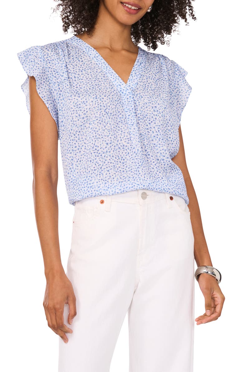 Vince Camuto Ruffle Sleeve Top, Main, color, Lake Breeze