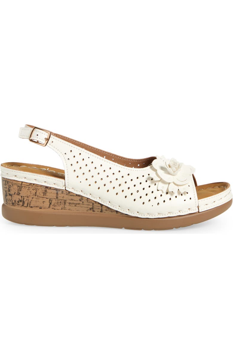 EXTREME BY EDDIE MARC Laser-Cut Wedge Slingback Sandal, Alternate, color, White