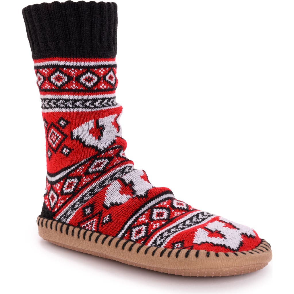 Muk Luks Gameday Slipper Socks In Red