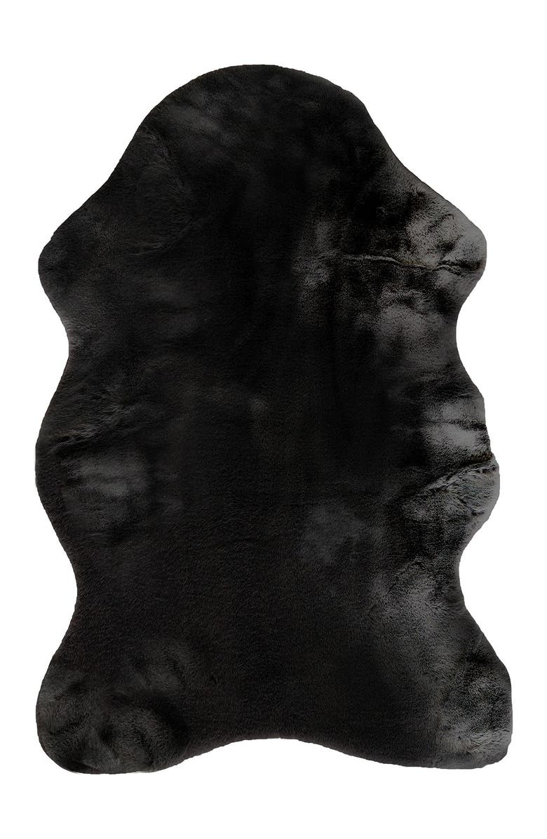 LUXE Faux Fur Throw 2' X 3' - Black, Main, color, 