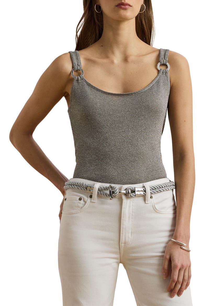 Metallic Blend Knit Tank, Main, color, BRIGHT NICKEL METALLIC
