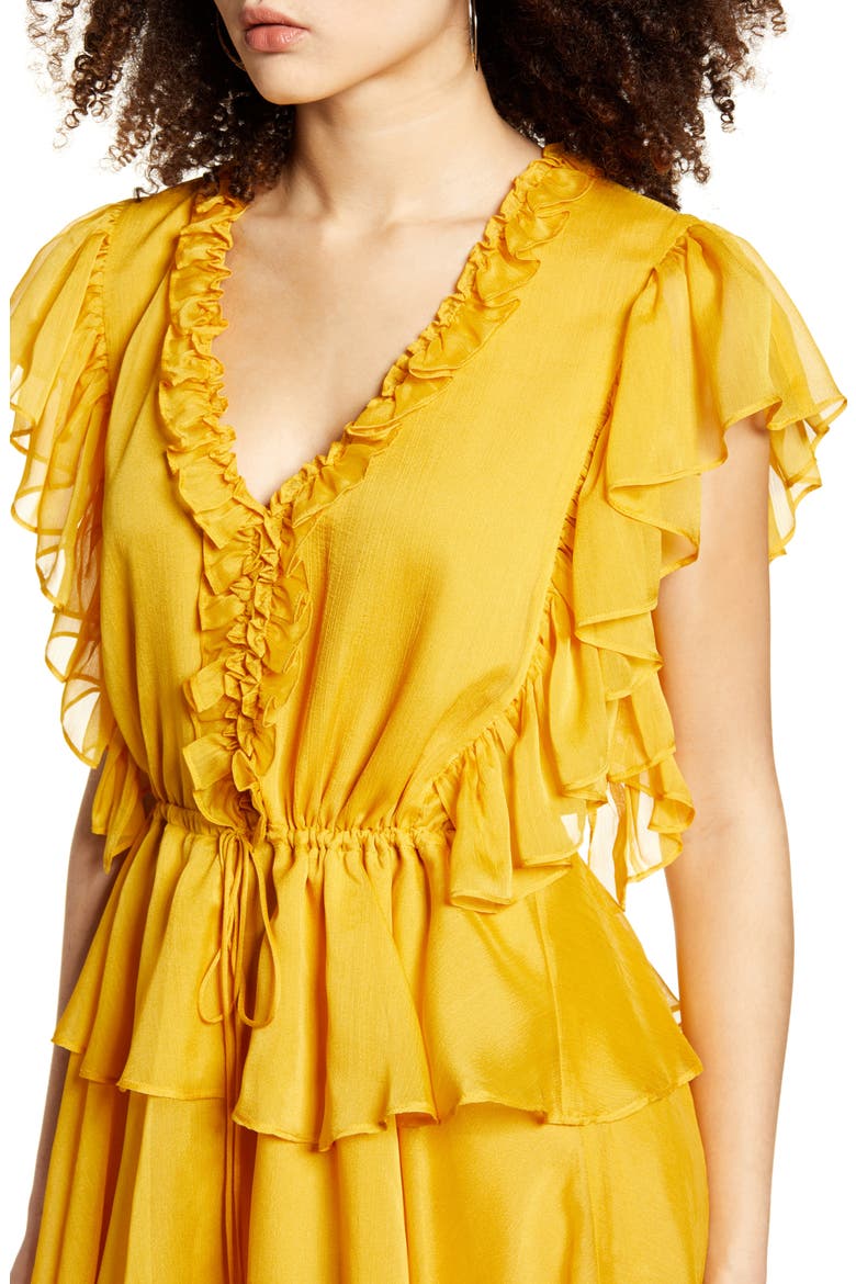 Ruffle Sleeve Tiered Minidress, Alternate, color, YELLOW