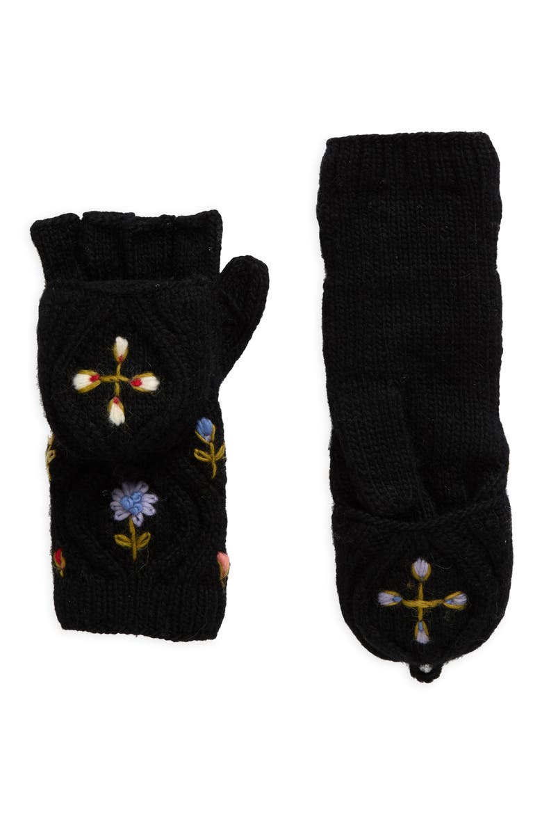 Tilly Hand Knit Convertible Mitten, Main, color, BLACK